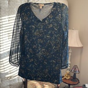 Christopher & Banks Teal Paisley Blouse